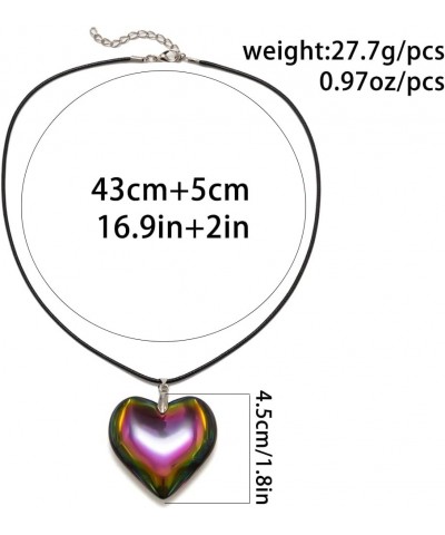 Big Heart Pendant Choker Necklaces - Chunky Glass Puffy Heart Choker Necklace for Women Y2K Grunge Jewelry Gifts for Teen Gir...