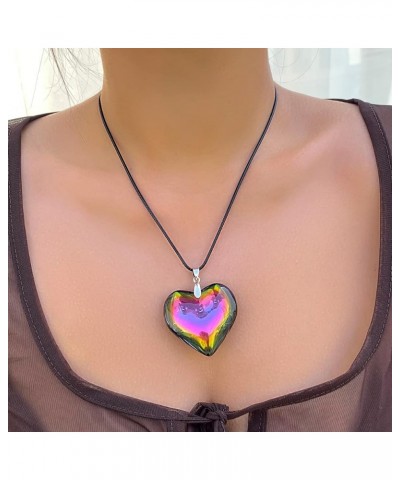 Big Heart Pendant Choker Necklaces - Chunky Glass Puffy Heart Choker Necklace for Women Y2K Grunge Jewelry Gifts for Teen Gir...