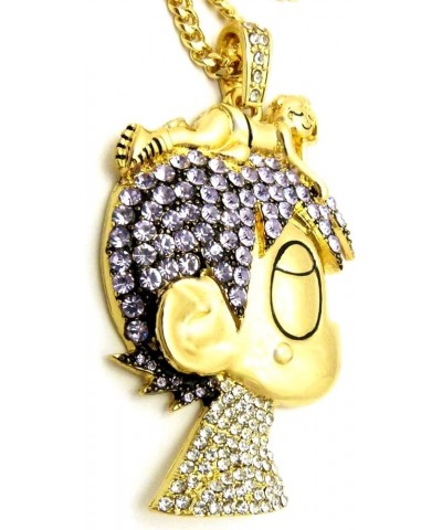 Cartoon V Crystal Rhinestone Pendant Necklace Luv GOLD COLOR LRG WITH PURPLE STONES/CUB $17.97 Necklaces