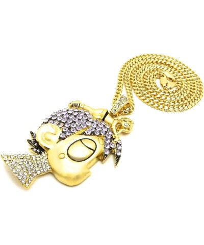 Cartoon V Crystal Rhinestone Pendant Necklace Luv GOLD COLOR LRG WITH PURPLE STONES/CUB $17.97 Necklaces