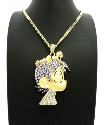 Cartoon V Crystal Rhinestone Pendant Necklace Luv GOLD COLOR LRG WITH PURPLE STONES/CUB $17.97 Necklaces