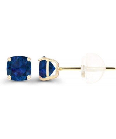 Solid 14K Gold 4mm Cushion Cut Genuine Birthstone Stud Earrings For Women | Hypoallergenic Studs | Natural or Created Gemston...