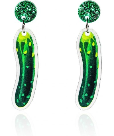 Unique Weird Acrylic Drop Dangle Earrings Funny Lifelike Dill Pickle Cucumber Earrings for Women Girls Cute Gag Green Dangle ...