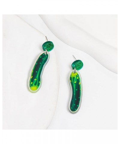 Unique Weird Acrylic Drop Dangle Earrings Funny Lifelike Dill Pickle Cucumber Earrings for Women Girls Cute Gag Green Dangle ...