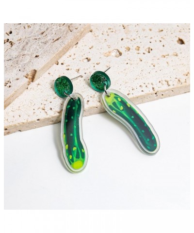 Unique Weird Acrylic Drop Dangle Earrings Funny Lifelike Dill Pickle Cucumber Earrings for Women Girls Cute Gag Green Dangle ...