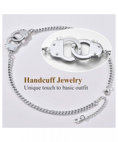 Punk Handcuff Necklace for Women, Partners in Crime Cuban Link Chain, 7.5/14/18inch (Send Gift Box) stainless-18 $10.17 Neckl...