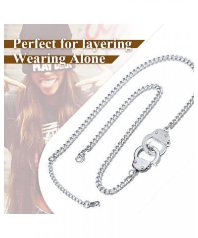 Punk Handcuff Necklace for Women, Partners in Crime Cuban Link Chain, 7.5/14/18inch (Send Gift Box) stainless-18 $10.17 Neckl...