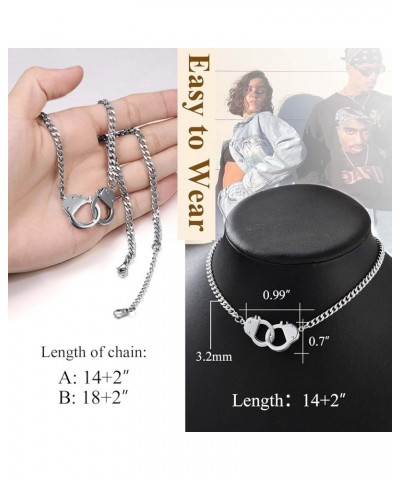 Punk Handcuff Necklace for Women, Partners in Crime Cuban Link Chain, 7.5/14/18inch (Send Gift Box) stainless-18 $10.17 Neckl...