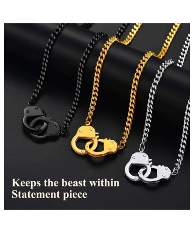 Punk Handcuff Necklace for Women, Partners in Crime Cuban Link Chain, 7.5/14/18inch (Send Gift Box) stainless-18 $10.17 Neckl...