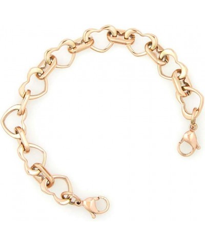 Medical ID Rose Gold Stainless Large Open Heart Link Replacement Bracelet 7.0 Inches $16.78 Bracelets