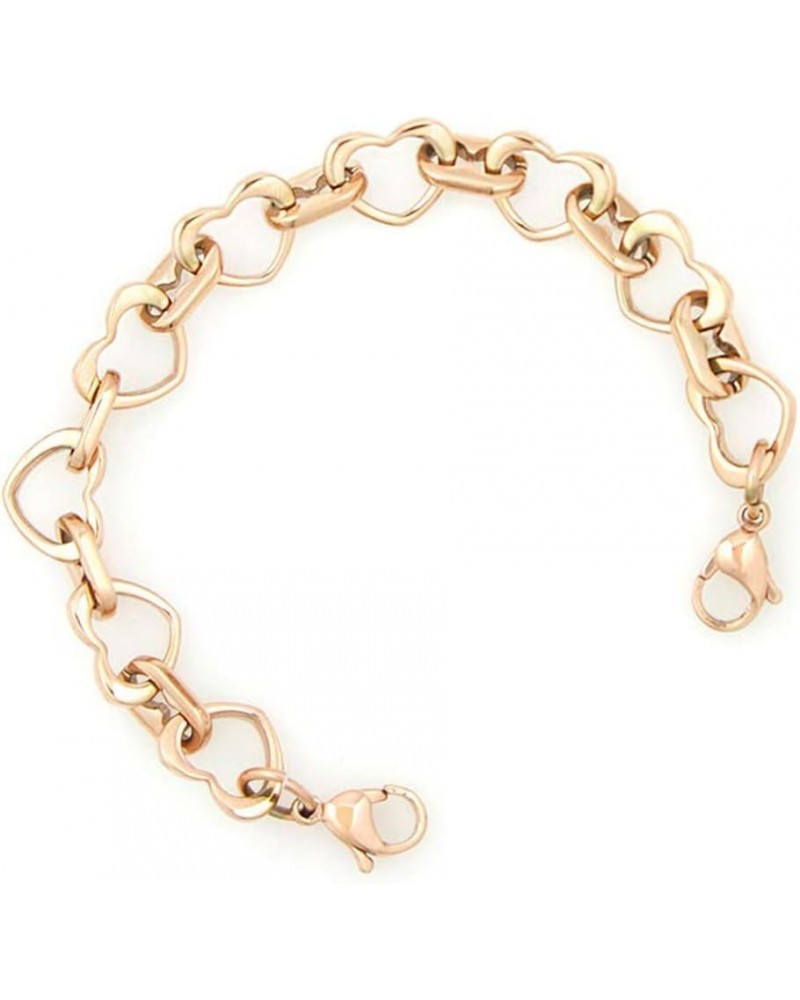 Medical ID Rose Gold Stainless Large Open Heart Link Replacement Bracelet 7.0 Inches $16.78 Bracelets