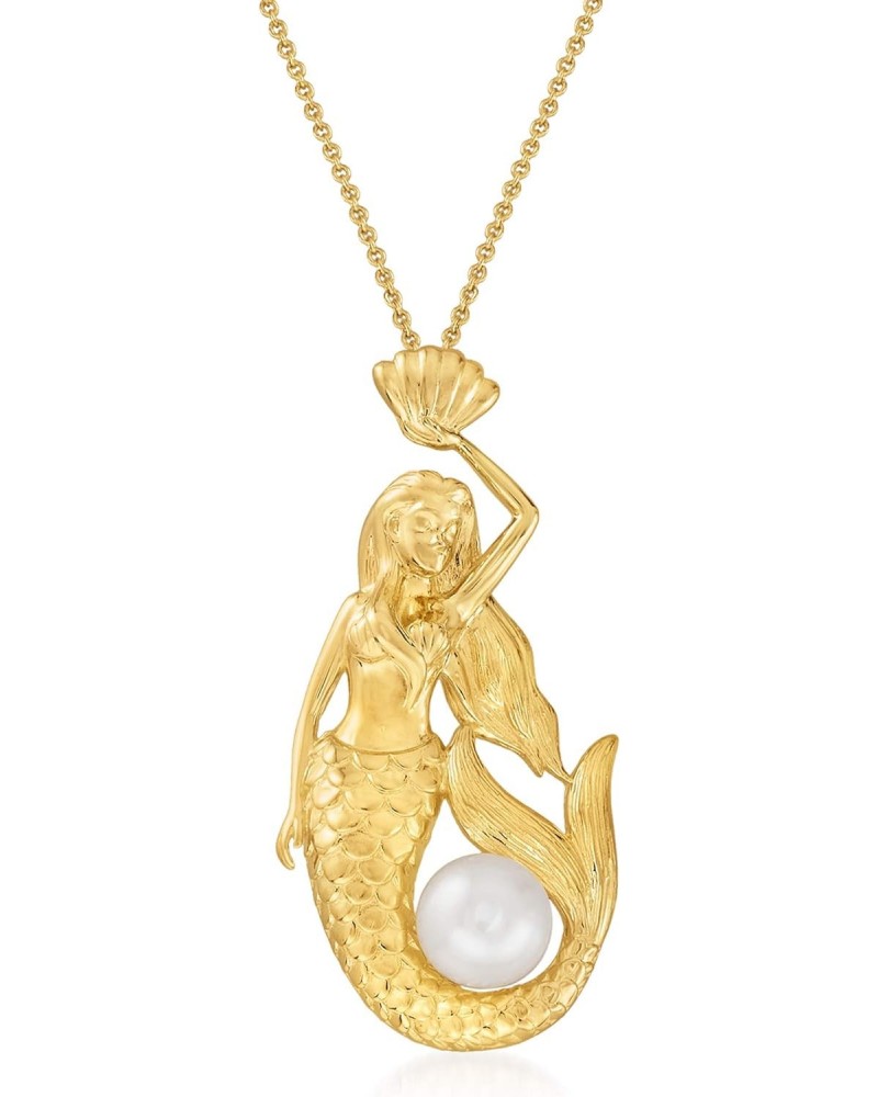 8.5-9mm Cultured Pearl Mermaid Pendant Necklace in 18kt Gold Over Sterling. 18 inches $44.03 Necklaces