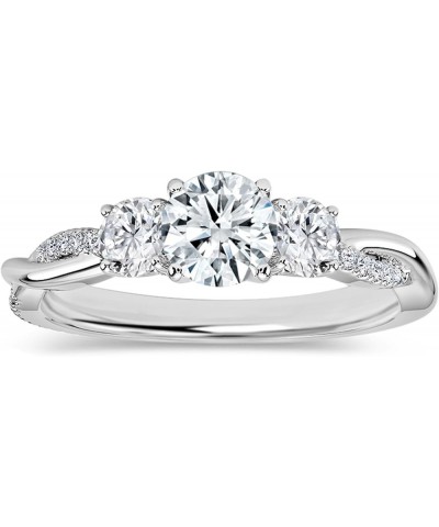 Round Lab Grown White Diamond Twisted Three Stone Engagement Ring for Women in 925 Sterling Silver 6 0.50 Carat $75.62 Rings