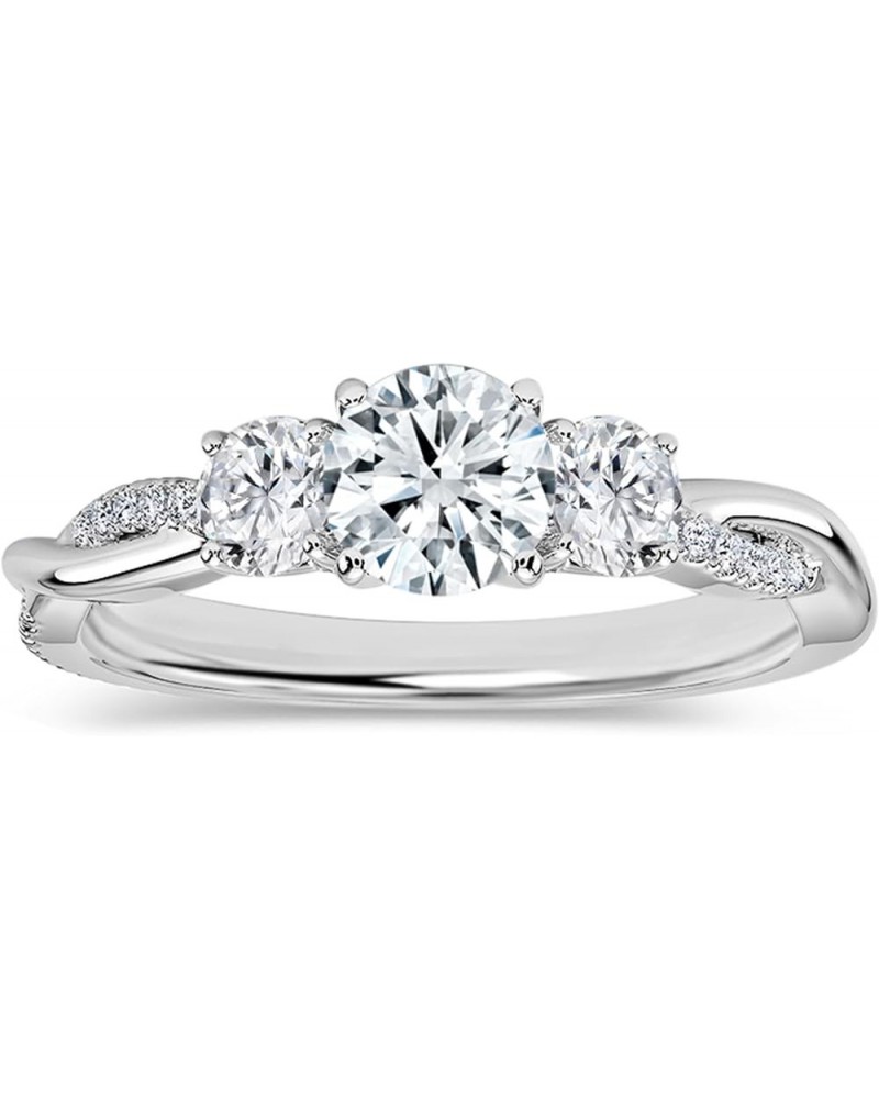 Round Lab Grown White Diamond Twisted Three Stone Engagement Ring for Women in 925 Sterling Silver 6 0.50 Carat $75.62 Rings