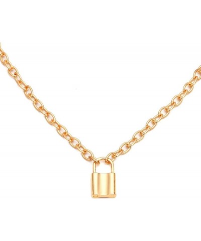 Lock Pendant Necklace Gold Lock Necklaces Choker Minimal Everyday Necklace Jewelry for Women and Girls $5.33 Necklaces