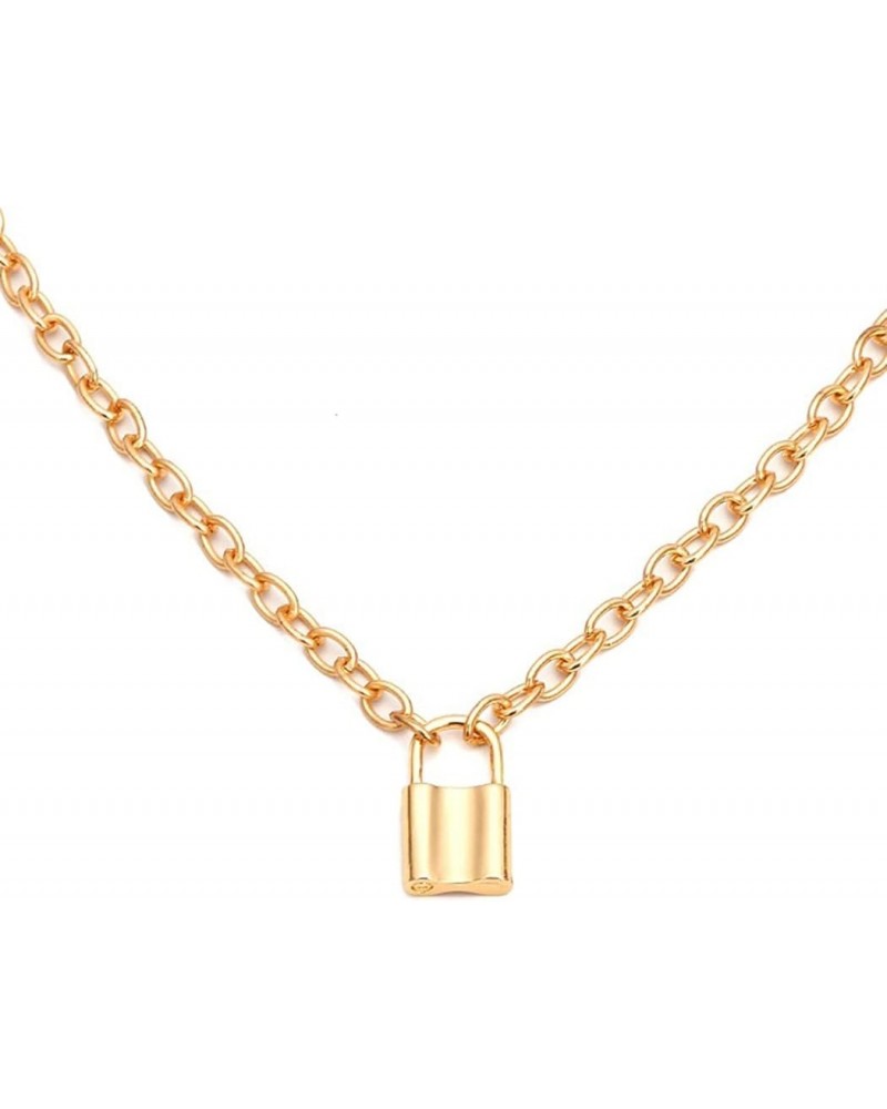 Lock Pendant Necklace Gold Lock Necklaces Choker Minimal Everyday Necklace Jewelry for Women and Girls $5.33 Necklaces