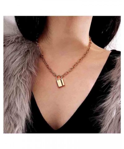 Lock Pendant Necklace Gold Lock Necklaces Choker Minimal Everyday Necklace Jewelry for Women and Girls $5.33 Necklaces