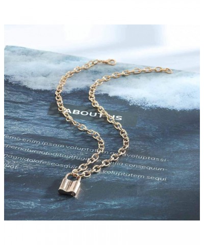 Lock Pendant Necklace Gold Lock Necklaces Choker Minimal Everyday Necklace Jewelry for Women and Girls $5.33 Necklaces