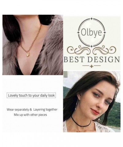 Lock Pendant Necklace Gold Lock Necklaces Choker Minimal Everyday Necklace Jewelry for Women and Girls $5.33 Necklaces