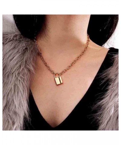 Lock Pendant Necklace Gold Lock Necklaces Choker Minimal Everyday Necklace Jewelry for Women and Girls $5.33 Necklaces