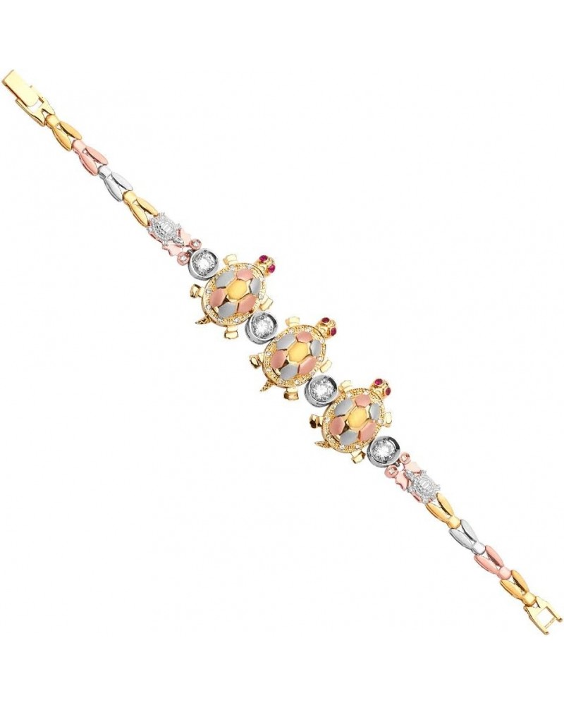 14k REAL Tri Color Gold Turtle Bracelet - 7.5 $642.58 Bracelets