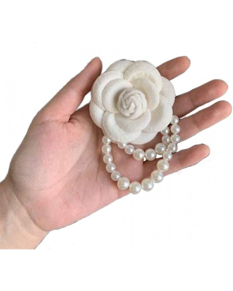 Brooch, Korean Style Brooch, Vintage Style Lady Shirt Collar Accessories, Pearl Jewelry Pin Corsage, Camellia Flower Brooch(W...