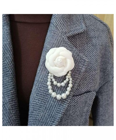 Brooch, Korean Style Brooch, Vintage Style Lady Shirt Collar Accessories, Pearl Jewelry Pin Corsage, Camellia Flower Brooch(W...