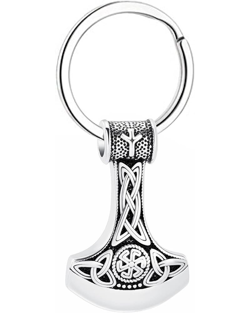 Cremation Jewelry for Ashes Viking Axe Memorial Pendant Urn Keychain Celtic Knot Nordic Thors Hammer Keepsake Silver $11.30 N...