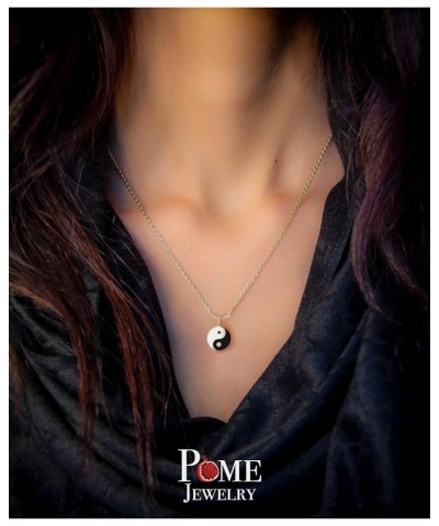 Yin and Yang Pendant Necklace in Solid 14k Gold, Made in America Large Pendant 18" Necklace Rose Gold $89.60 Necklaces