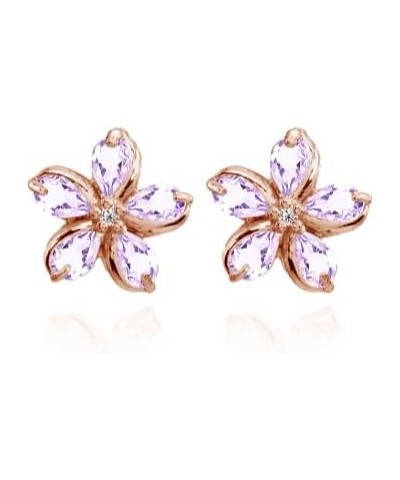 Sterling Silver Amethyst Polished Flower Stud Earrings rose-gold-and-sterling-silver $14.70 Earrings