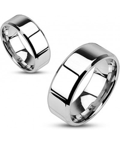 His and Hers Stainless Steel Princess Wedding Ring Set and Beveled Edge Wedding Band Women's Size 06 Men's 04mm Size 06 $21.0...