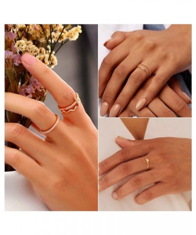 8PCS 14K Gold Plated Rings for Women Girls, Dainty Gold CZ Cross Heart Stackable Rings Stacking Band Ring Set for Women Size ...