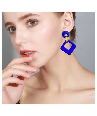 Trendy Acrylic Rectangle Earrings Square Earrings Twisted Geometric Statement Earrings Retro Fluorescence Hollow Earrings for...