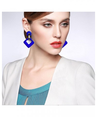 Trendy Acrylic Rectangle Earrings Square Earrings Twisted Geometric Statement Earrings Retro Fluorescence Hollow Earrings for...