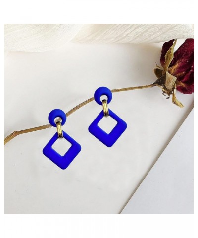 Trendy Acrylic Rectangle Earrings Square Earrings Twisted Geometric Statement Earrings Retro Fluorescence Hollow Earrings for...