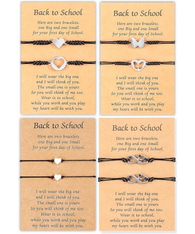 Back to School Gifts Mother and Daughter Bracelets Matching Cutout Heart First Day of School Bracelet Gifts for Friends 4pair...