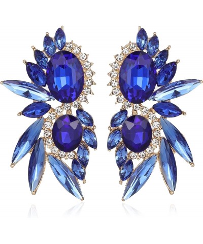 Vintage Rhinestone Statement Earrings Fancy Crystal Cluster Drop Dangle Earrings for Women Girls royal blue crystal $10.07 Ea...