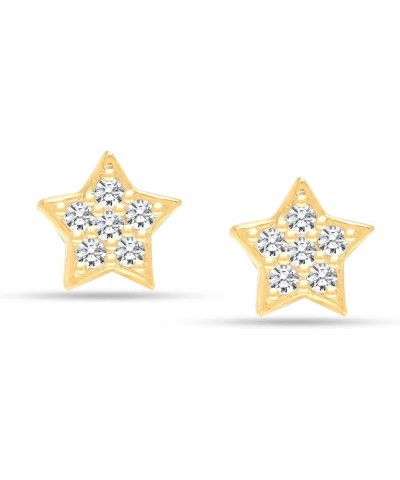 Charmsy SMALL 925 Sterling Silver Cubic-Zirconia Star Triangle Lightning Bolt Stud Earrings for Women Teen Star Yellow Gold $...