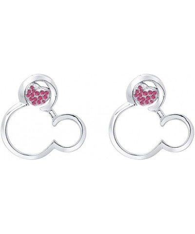 Round Gemstones Mickey Mouse Heart 14K White Gold Over .925 Sterling Silver Earrings For Womens Created Ruby $13.23 Earrings