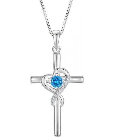 Cross Necklace for Women 925 Sterling Silver Heart Infinity Necklace Birthstone Pendant Religion Jewelry Gifts for Women Wife...