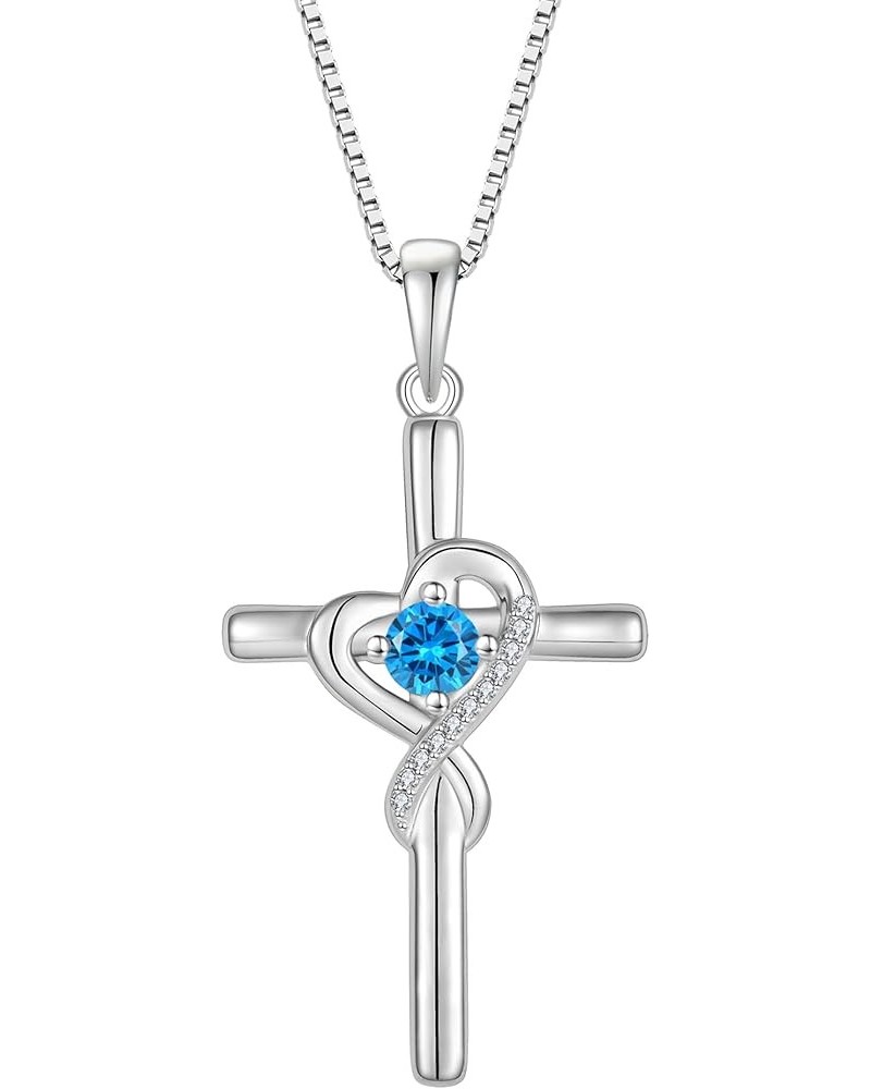 Cross Necklace for Women 925 Sterling Silver Heart Infinity Necklace Birthstone Pendant Religion Jewelry Gifts for Women Wife...