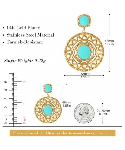 14K Gold Plated Earrings Geometric Circle CZ Statement Bohemia Drop Dangle Earrings for Women 14K Gold $9.66 Earrings