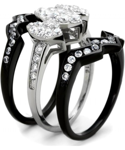 His Hers 4 Piece Black Ion Plated Stainless Steel Wedding Engagement Ring Band Set Size Women's 05 Men's 11 $16.25 Sets