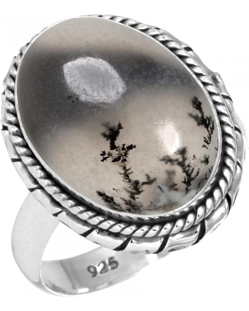 925 Sterling Silver Handmade Ring for Women 12x16 Oval Gemstone Costume Silver Jewelry for Gift (99035_R) Dendrite Opal $21.0...