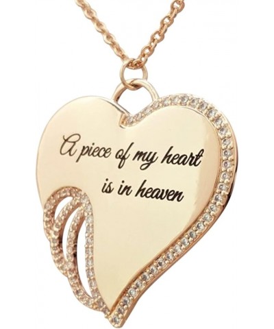 Women's Vintage Necklace with Angel Heart Wings,Memorial Necklace Unique Birthday for Girls Women E $8.63 Necklaces