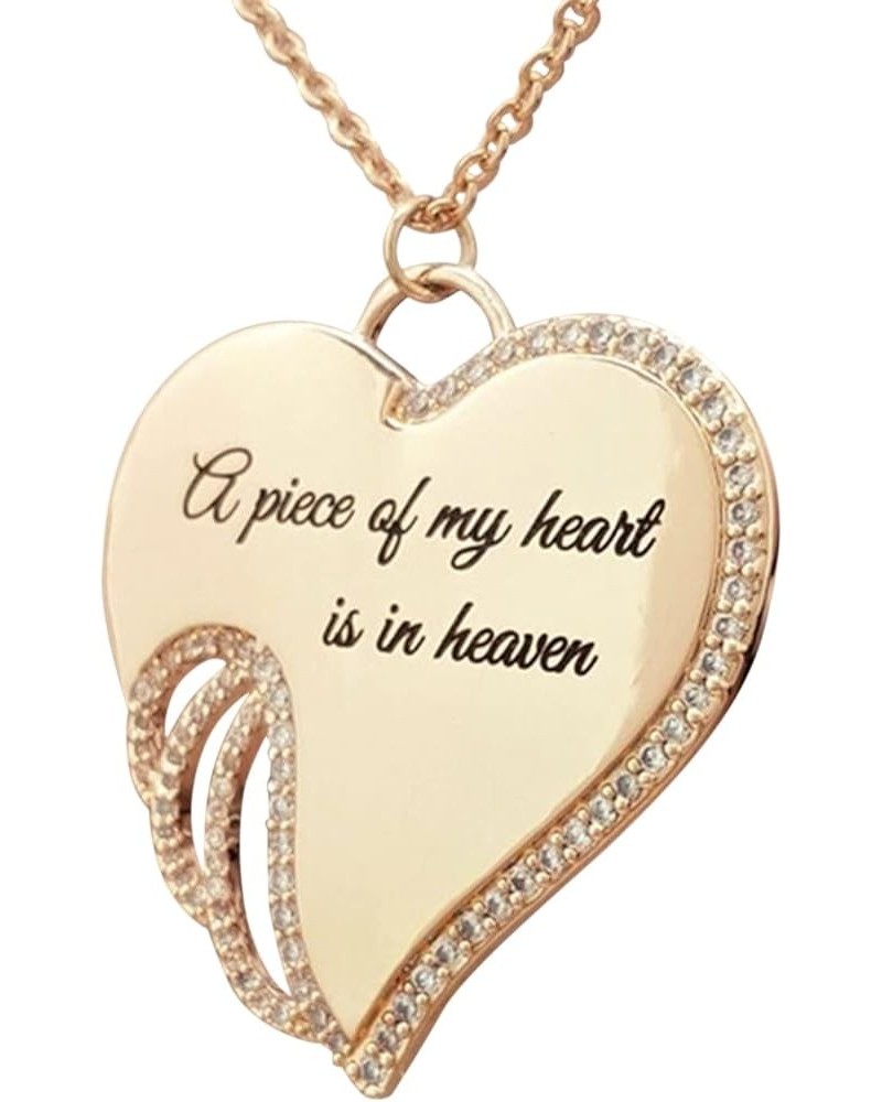 Women's Vintage Necklace with Angel Heart Wings,Memorial Necklace Unique Birthday for Girls Women E $8.63 Necklaces