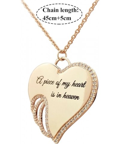 Women's Vintage Necklace with Angel Heart Wings,Memorial Necklace Unique Birthday for Girls Women E $8.63 Necklaces