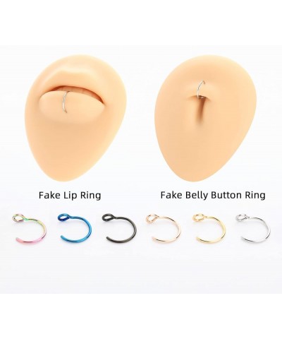 Fake Nose Ring Hoop Clip On, Non Piercing Lip Rings 20G 8mm,Gold Black Rose Gold, Stainless Steel No Pierced for Women Men A0...