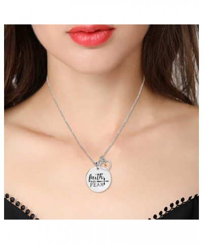 Faith Over Fear Cross Necklace Mustard Seed Charms Christian Pendant Stainless Steel Y855 Heart $7.79 Necklaces