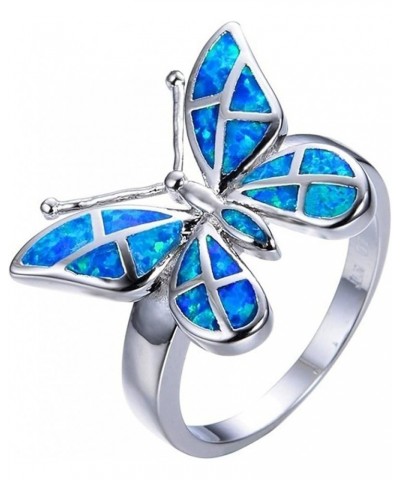 Bohemian Ring Opal Butterfly Ring for Women Engaged Wedding Rings Engagement Ring Party Ring for Girls (Blue, 10) Blue,Purple...